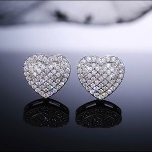 Heart Diamond Simulated Stud  Earrings